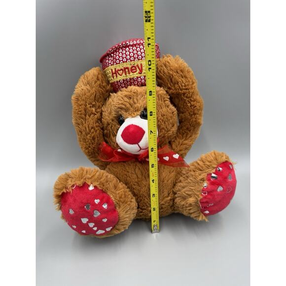 Teddy Bear Plush Holding Honey Pot Over Head 12” Stuffed Animal Toy - Picture 2 of 6